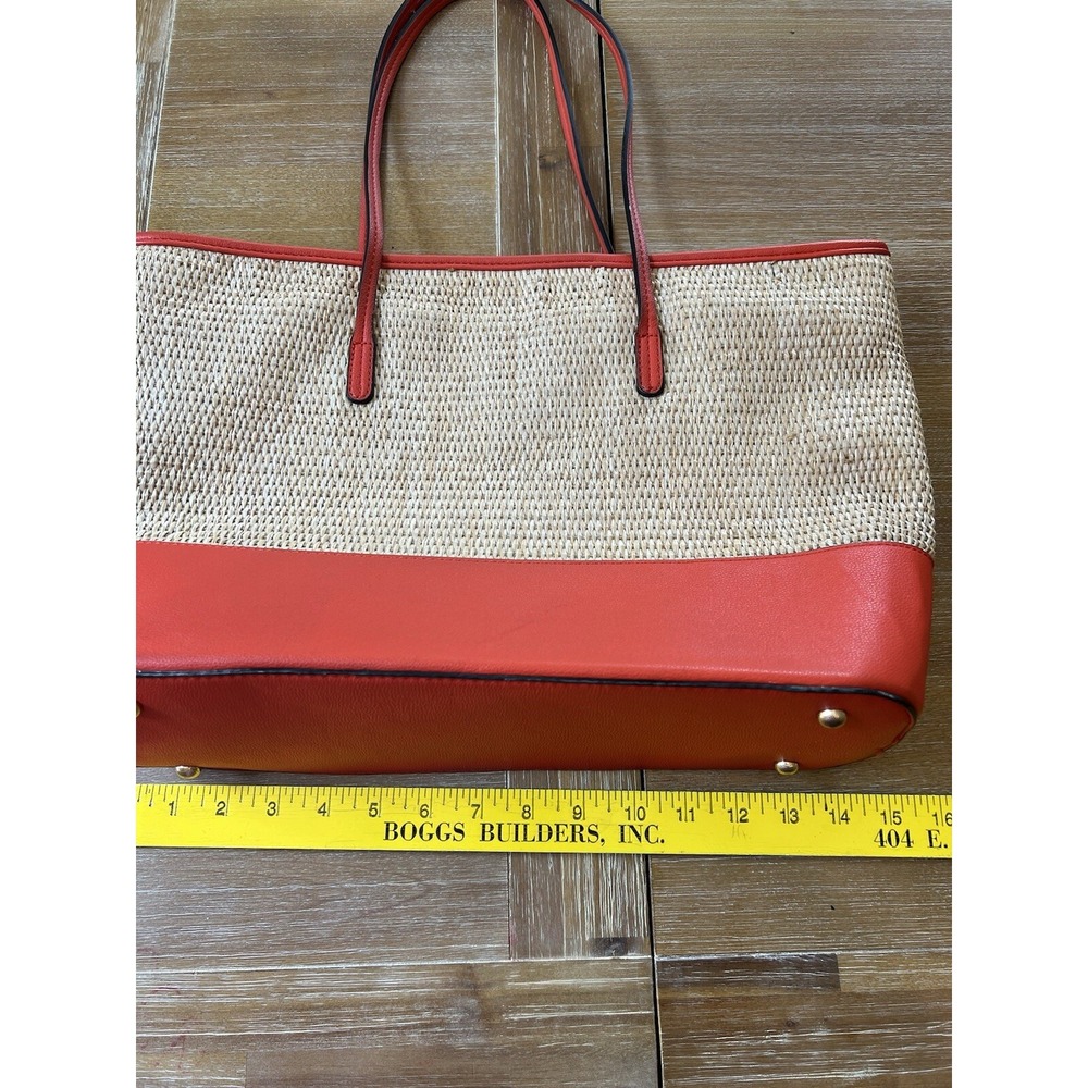 IZZY AND ALI Orange CHIC STRAW Large Tote PURSE Handbag - Picture 4 of 7
